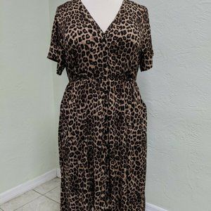 Torrid Leopard MIdi Sharkbite Dress Sizes 2 & 3
